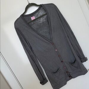 Evil Charcoal Gray Lightweight Button Front Cardigan